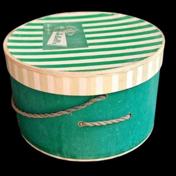 Vintage Jelleff's Washington, DC Cardboard Hat Green & Cream Box - Picture 4 of 11